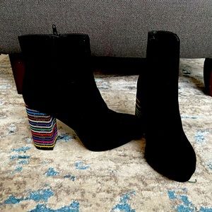Betsey Johnson Booties (size 8, black and multi-color)